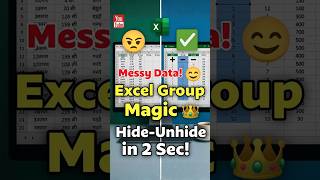 Excel का Secret Trick! Columns Hide-Unhide with +/− Button 🔥 Group Feature
