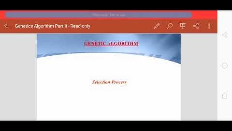 Genetics Algorithm part II(a)