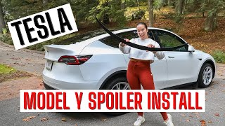 Installing a Basenor Rear Spoiler on Our Tesla Model Y - Amazon Matte Black Tesla Spoiler