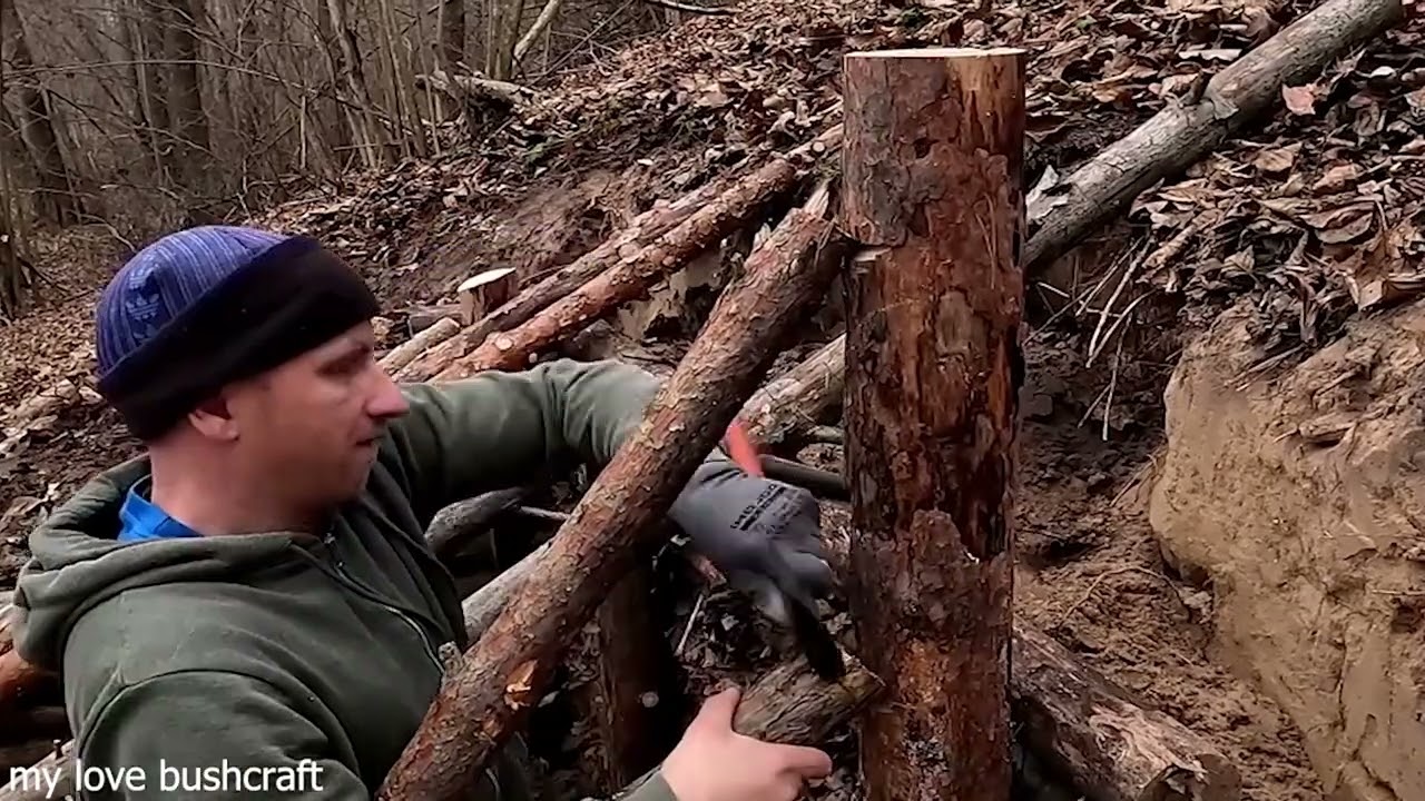 build a wooden house in the forest-my love bushcraft