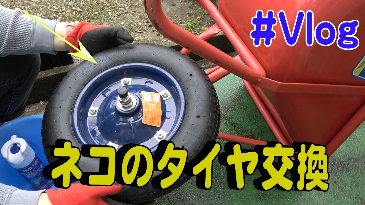 猫とタイヤ ネコのタイヤを交換する 一輪車 ノーパンクタイヤ ビバ #Vlog - YouTube