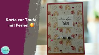 🌈✨ Baptism card with pearls | DIY baptism card design ✨🌈