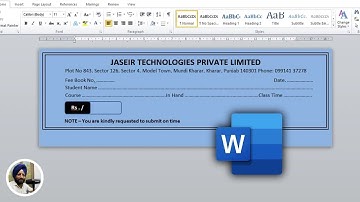 How to Create a Fee Receipt in MS Word #jaseir #shorts #refresh #computer #viralshort
