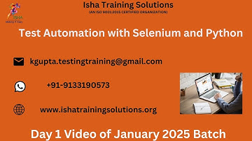 Selenium and Python Day 1 Video On 3rd Jan 2025 Call or WhatsApp us on +91-9133190573 to Enroll.