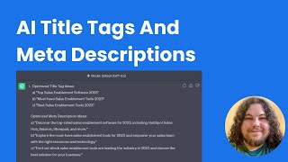 AI Optimized Title Tags And Meta Descriptions With ChatGPT!