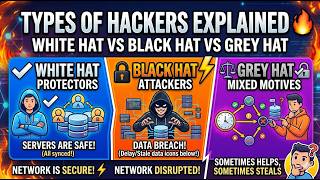 Types of Hackers Explained🔥White Hat vs Black Hat vs Grey Hat Explain in Hindi #technology #hacker
