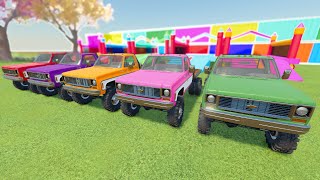 TRANSPORTING COLOR MONSTER TRUCK, CHEVROLET, DACIA, AUDI, DODGE, POLICE CARS, FLATBED, PICK UP, BMW