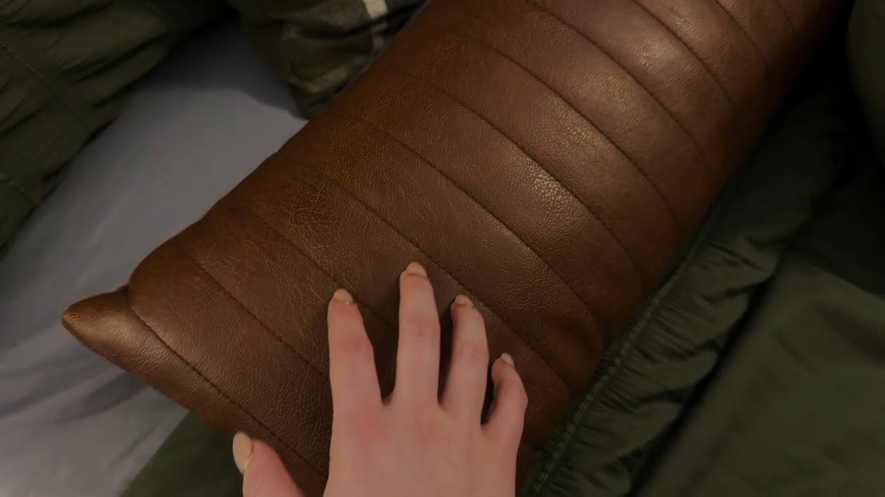 ASMR airbnb bedroom tour (tapping, scratching, whispering)