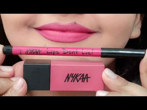 Nykaa ultra matte lipstick vs nykaa line and fill lipliner review | shade 05 | pink lipstick |