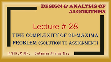 Design & Analysis of Algorithms - Lecture 28 - Time Complexity of 2D-Maxima Problem