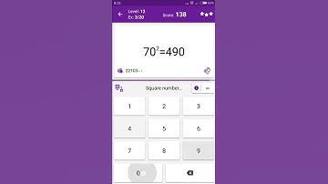 Math Tricks - Training mode - square numbers between 70 and 79 - level 012 (Number Keyboard)