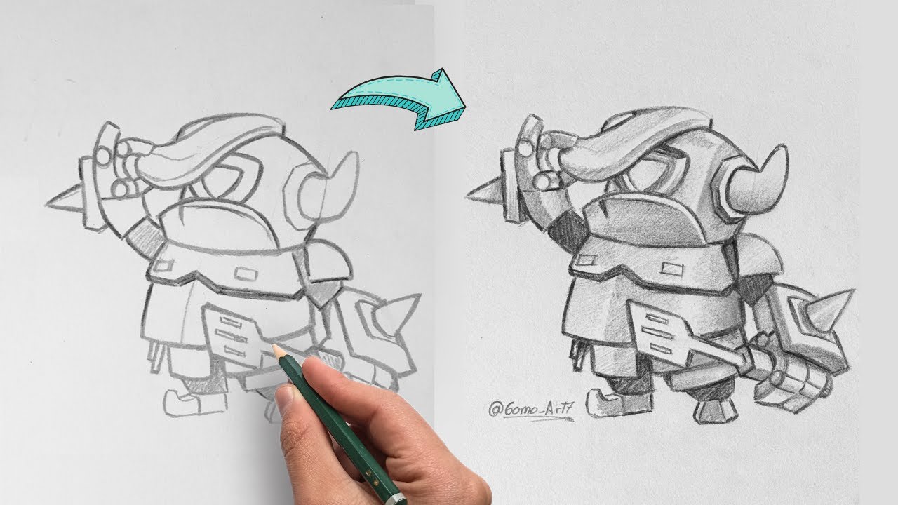 Como dibujar al Mini Pekka paso a paso | Fácil y desde cero