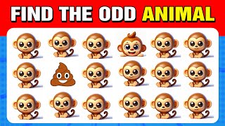 66 puzzles for GENIUS | Find the ODD One Out - Animal Edition 🦁🐒 Animal Emoji Quiz screenshot 1