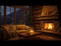 Cozy cabin ambience with gentle night rain  rain  fireplace sounds for relax study  work 