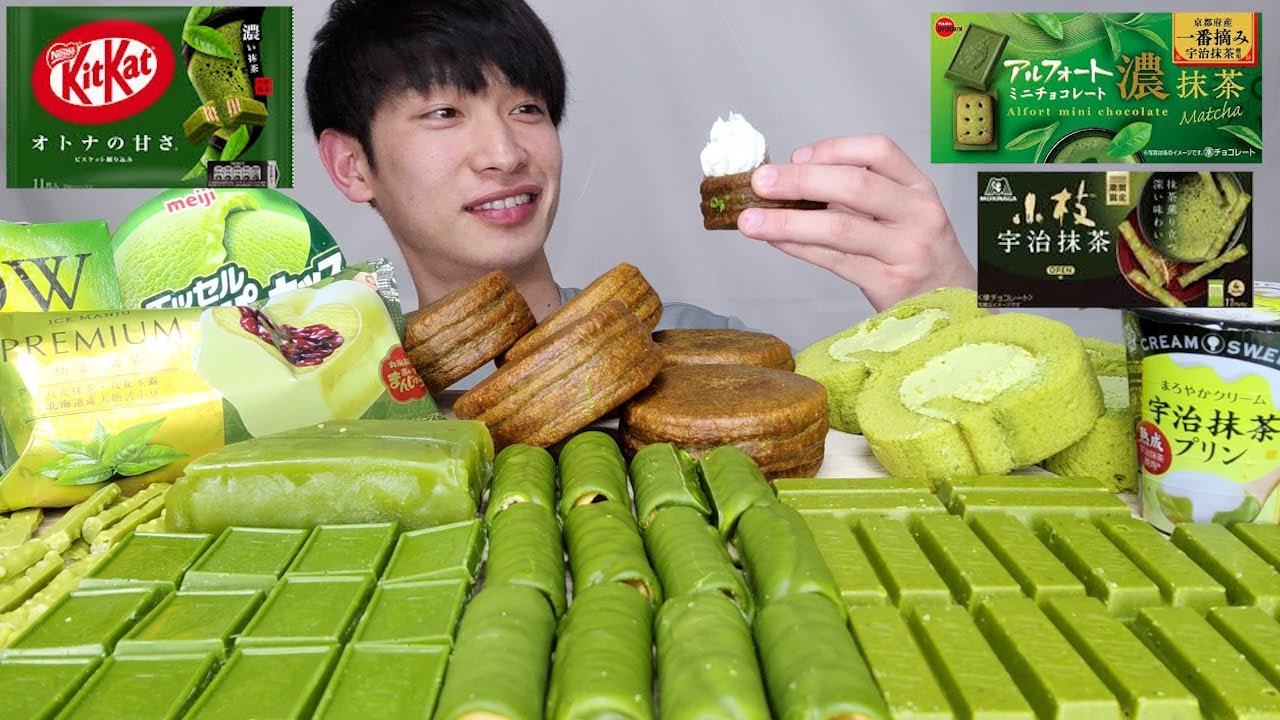 【大食い】揚げ物、アイス、お菓子！大量の抹茶を集めて爆食後、生ニンニクのオイル漬けと激辛麻婆丼食べてやった