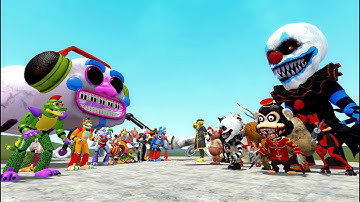 ALL DARK DECEPTION CHAPTER 1-4 NPCS vs ALL FNAF 1-9 SECURITY BREACH ANIMATRONICS! Garry