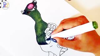 SID AND SLOTH 🦥 FROM ICE AGE Easy And Simple Colouring Page For Kids . #colouringvideos#colouring
