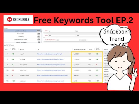 หาคีย์เวิร์ดขายดีใน Redbubble ด้วย Free Key Word Tool ตัวที่ 2 ช่วยหา Keyword และ Tags ใน App เดียว