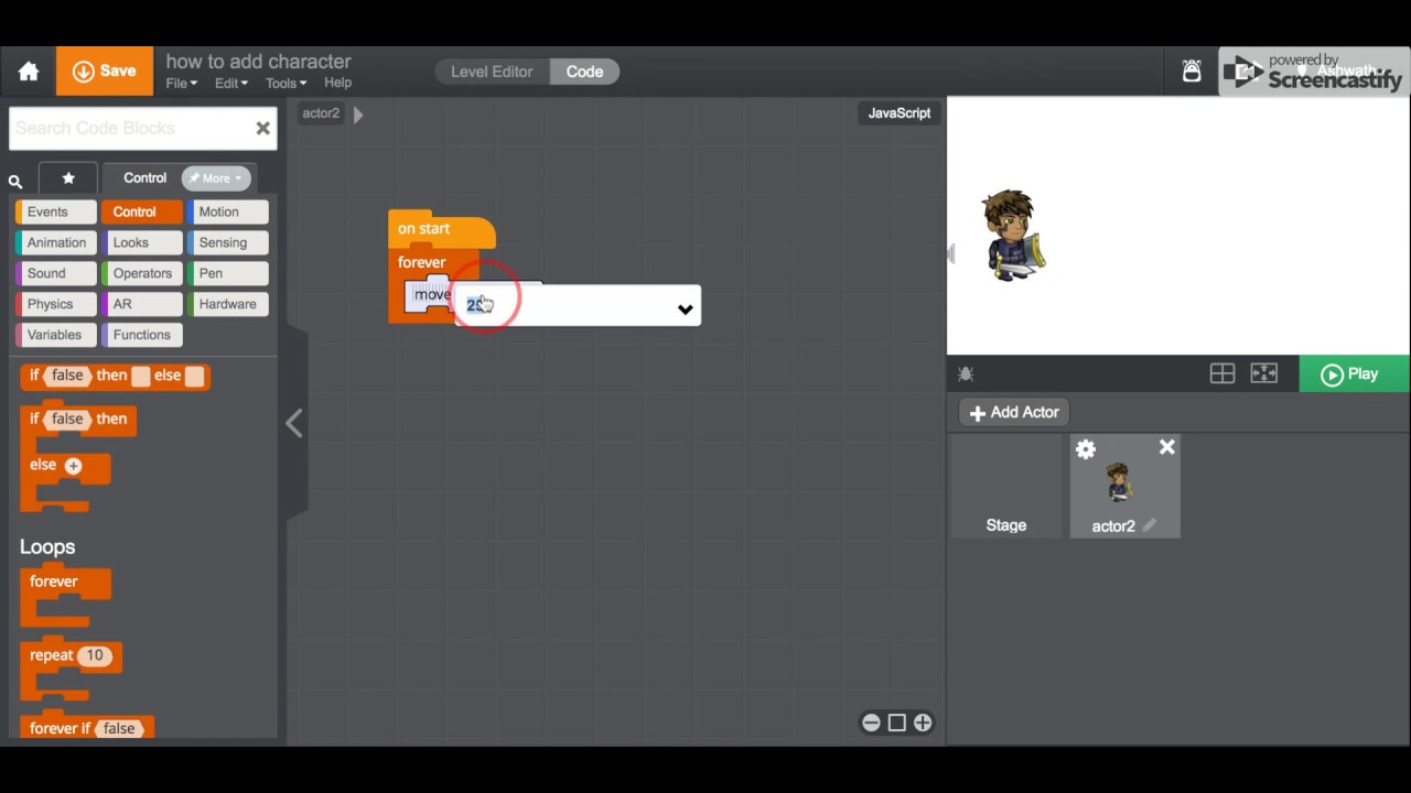 Tynker - How to add Actors and code? - YouTube