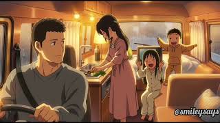 Cozy Rainy Night in a Mini Camper Van 🌙 Anime Family ASMR Story