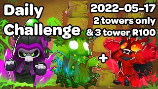 BTD6 Daily Challenge - Necromancy in the Forest - 2 Tower Strat w/o Monkey Knowledge - 17 May 2022