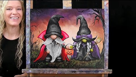 Learn How to Draw and Paint with Acrylics HALLOWEEN GNOMES - Easy Beginner Acrylic Painting Tutorial