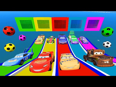 Cars vs Portal Trap With Slide Colors McQueen Tow Truck Mater Cruz Ramirez & Friends - BeamNG.Drive