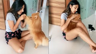 Actress Surekha Daughter Supritha Playing With Her Pet Dog Supritha Latest Video News Buzz