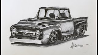 COMO SOMBREAR CON LAPICES DE CARBON / FORD F100 1956