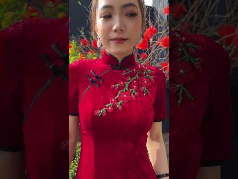 Sườn Xám Lụa Nhung Tuyết Trung Hoa Cao Cấp của Quỳnh Anh Luxury Fashion - 0938.171.599