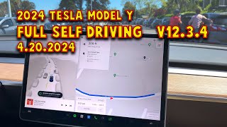 FREE Tesla FSD 12.3.4 Full Self Driving experience on 2024 Tesla Model Y