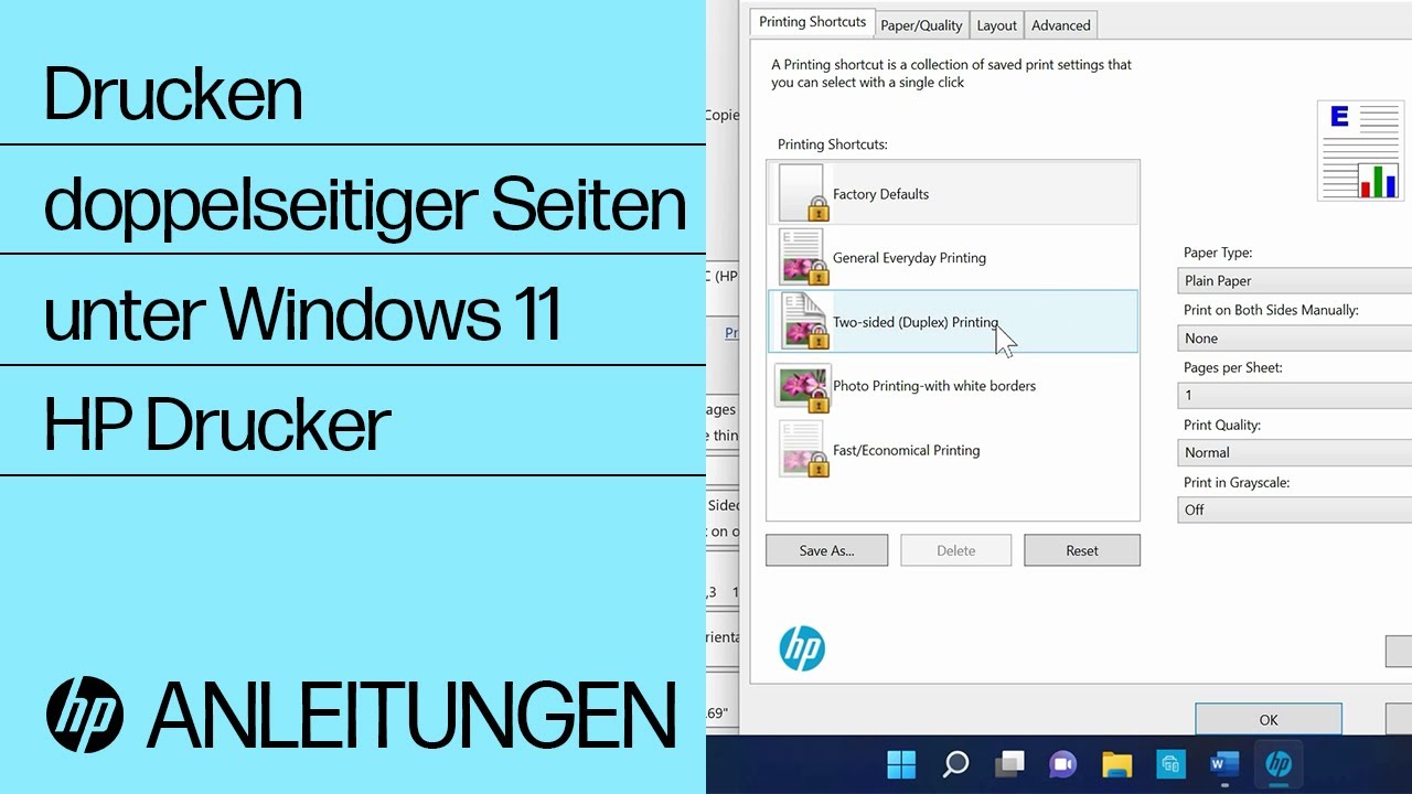 Wie drucke ich doppelseitige Seiten unter Windows 11