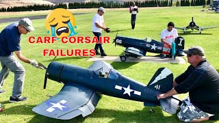 Crash! Giant Scale RC F4U Corsairs (CARF) with Moki Radial Engines with a cowl and gear failure