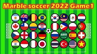 【2022 Game1】Marble soccer tournament【 32 country football】in algodoo | Marble Factory