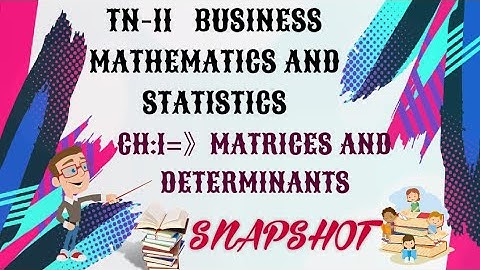 TN- 11 BUSINESS MATHS CH: 1 MATRICES AND DETERMINANTS         (SNAP SHOT)