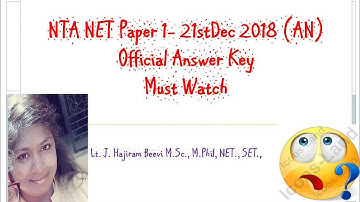 NTA NET paper 1 official answer key 21dec2018 afternoon session