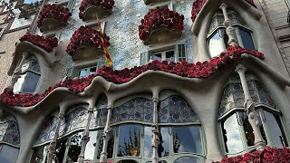 Sant Jordi Festival in Barcelona and Casa Battlo. Sant Jordi Festival in Barcelona and Casa Battlo.