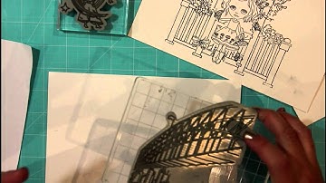 Little Darlings rubber stamps : Masking technique with background stamp