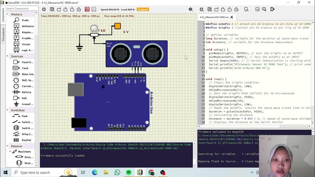 Simulation Ultrasonic in SimulIDE with Arduino uno - YouTube