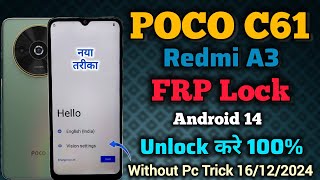 Poco C61 / Redmi A3 || FRP Bypass || Android 14 || New Method || Without Pc || Contacts Not Showing.