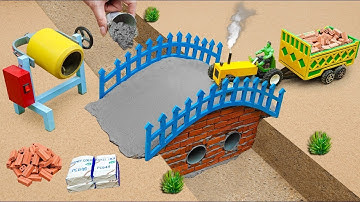 diy tractor making mini concrete bridge underground home pipe science project‪ | ‪@diymasonary