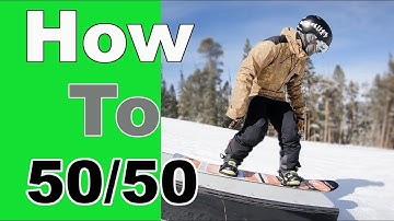 How To 50:50 A Box or Rail On A Snowboard!!