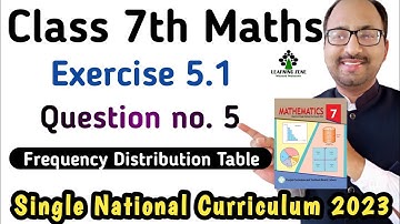 Exercise 5.1 Class 7th Maths New Book PTB SNC | Unit 5 Exercise 5.1 Question no. 5 | Learning Zone