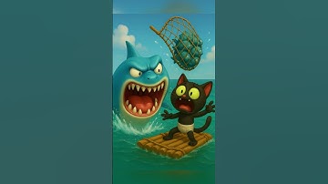 Mèo con cứu mèo đen thoát khỏi hàm cá mập#shorts #cat #ai #meow #meo