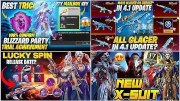 M416 GLACIER IS BACK😍| 4.1 NEW 7 CHICKEN🐔DINNER TRIAL ACHIEVEMENT🔥| NEW X-SUIT😱NEXT LUCKY SPIN🤯PUBGM