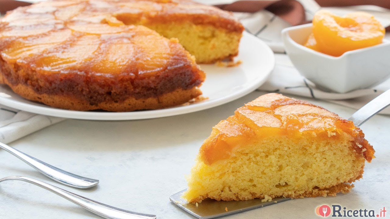 Torta Rovesciata Alle Pesche Ricetta It Youtube
