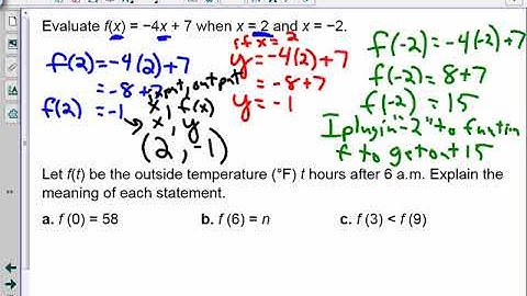 3.3 Part 1 Intro to Function Notation; Evaluating and Interpreting Function Notation