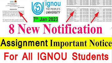 8 New Notification Released | एक Important Notice For All IGNOU Students | 7th January 2023