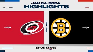 NHL Highlights | Hurricanes vs. Bruins - January 24, 2024