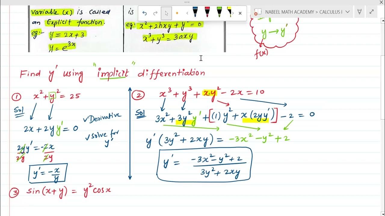 Derivative of implicit function youtube